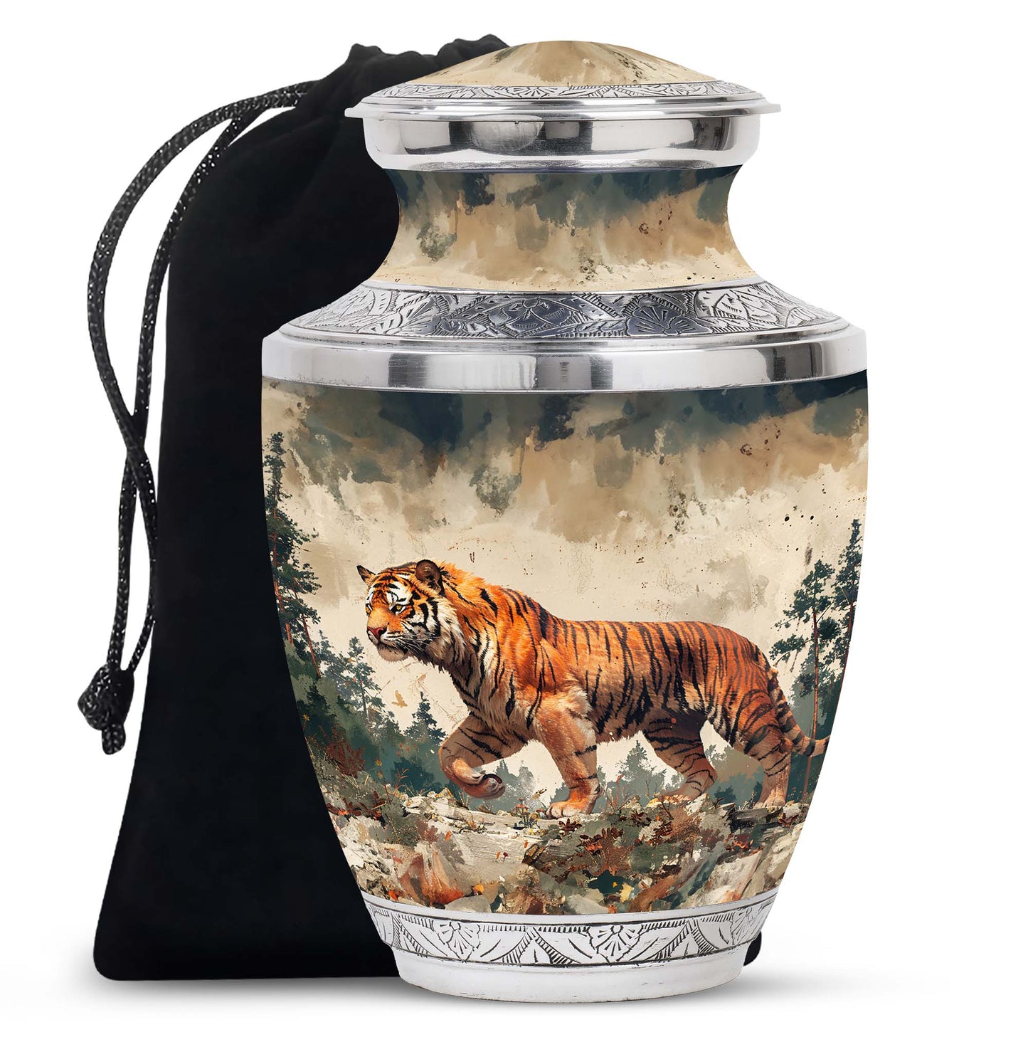 Personalized Tiger Cremation Urn for Adults - 10-inch, 200 cu in - Yatskia