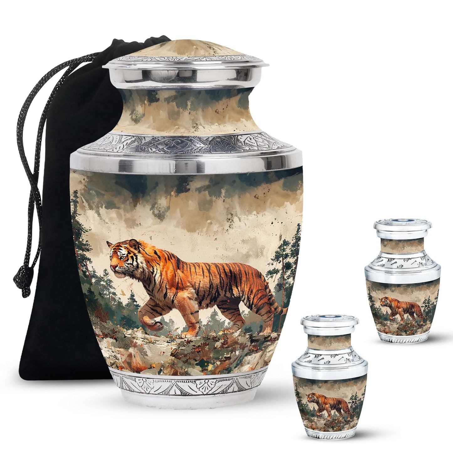 Personalized Tiger Cremation Urn for Adults - 10-inch, 200 cu in - Yatskia