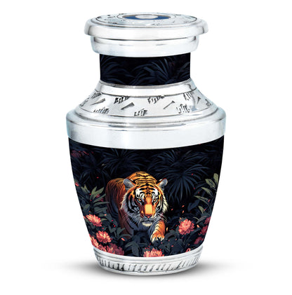 Black Personalized Tiger Cremation Urn for Human Ashes - 10-inch, 200 cu in - Yatskia