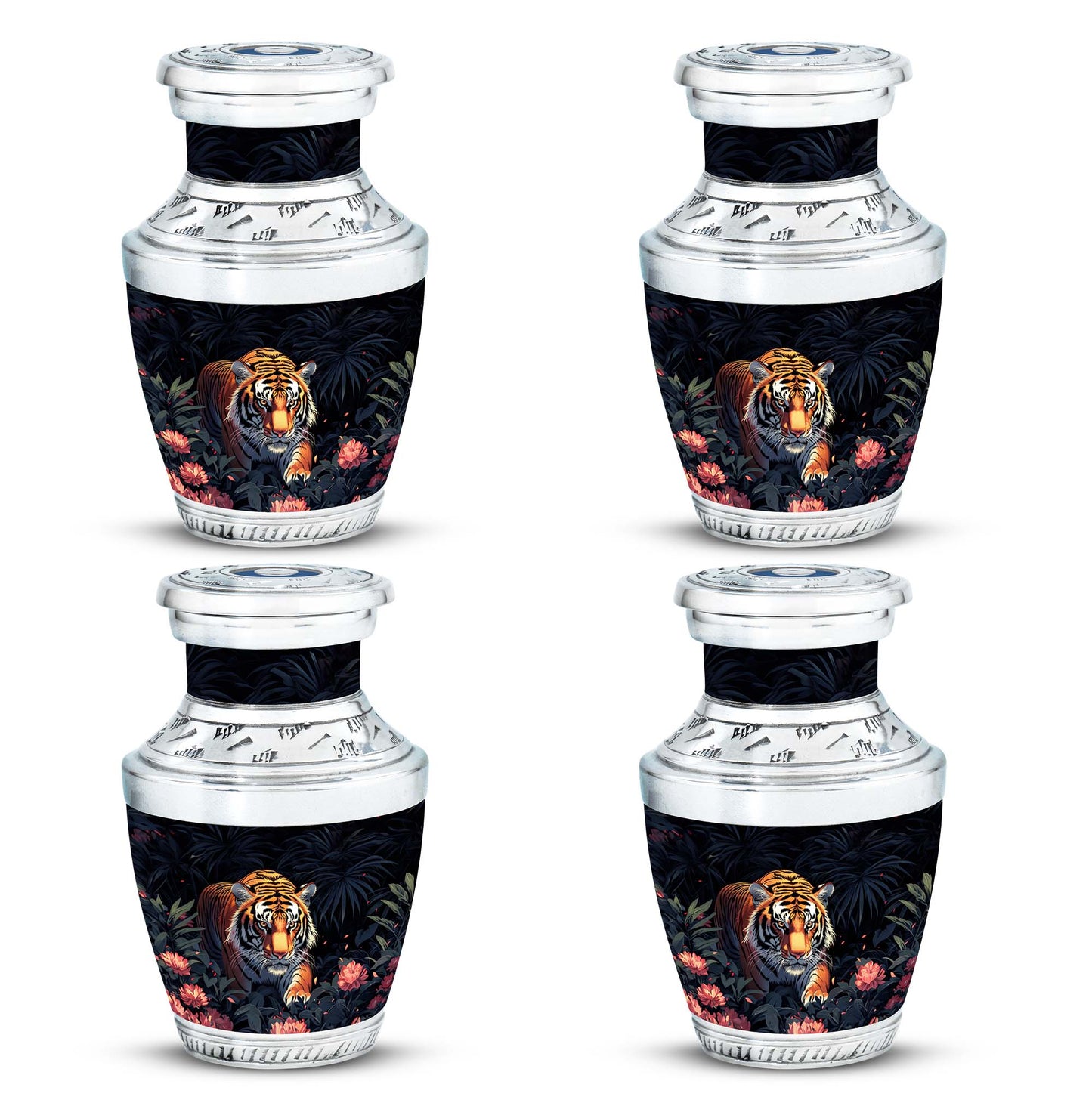 Black Personalized Tiger Cremation Urn for Human Ashes - 10-inch, 200 cu in - Yatskia