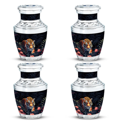 Black Personalized Tiger Cremation Urn for Human Ashes - 10-inch, 200 cu in - Yatskia