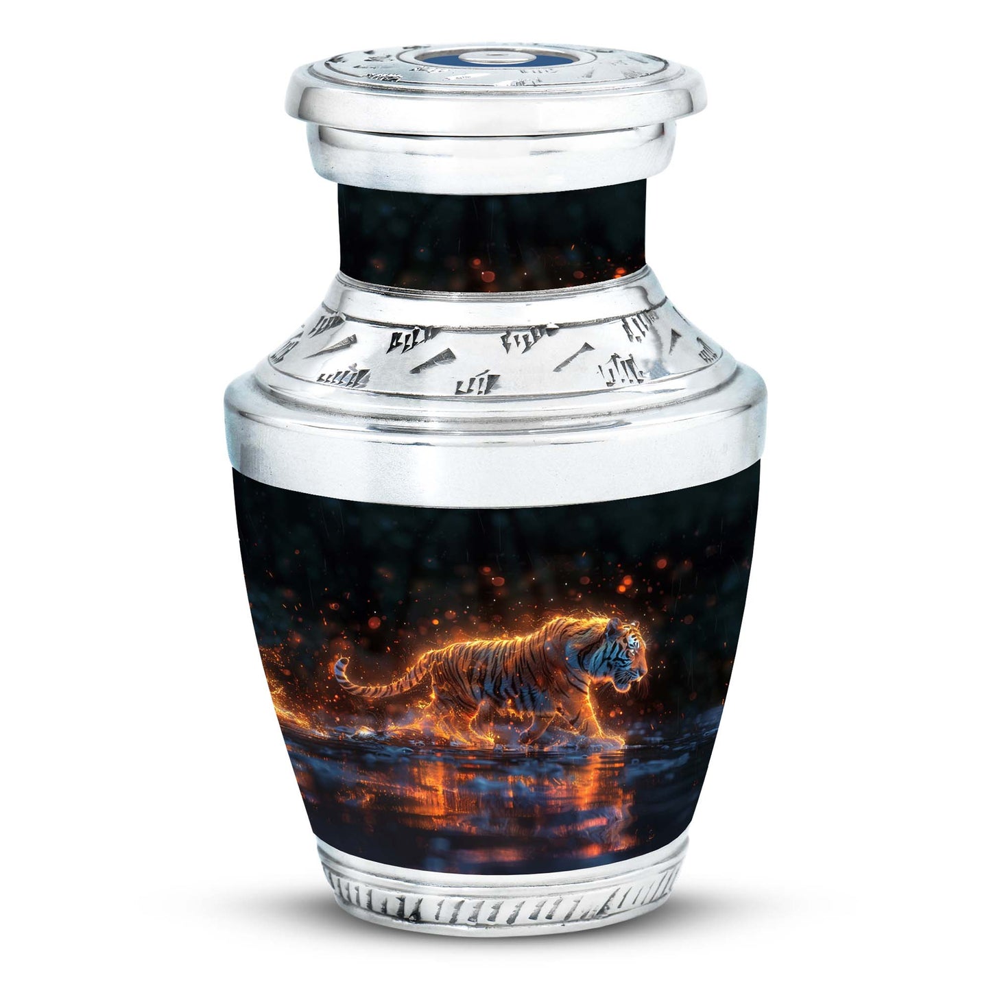 Black Personalized Tiger Cremation Urn for Human Ashes - 10-inch, 200 cu in - Yatskia