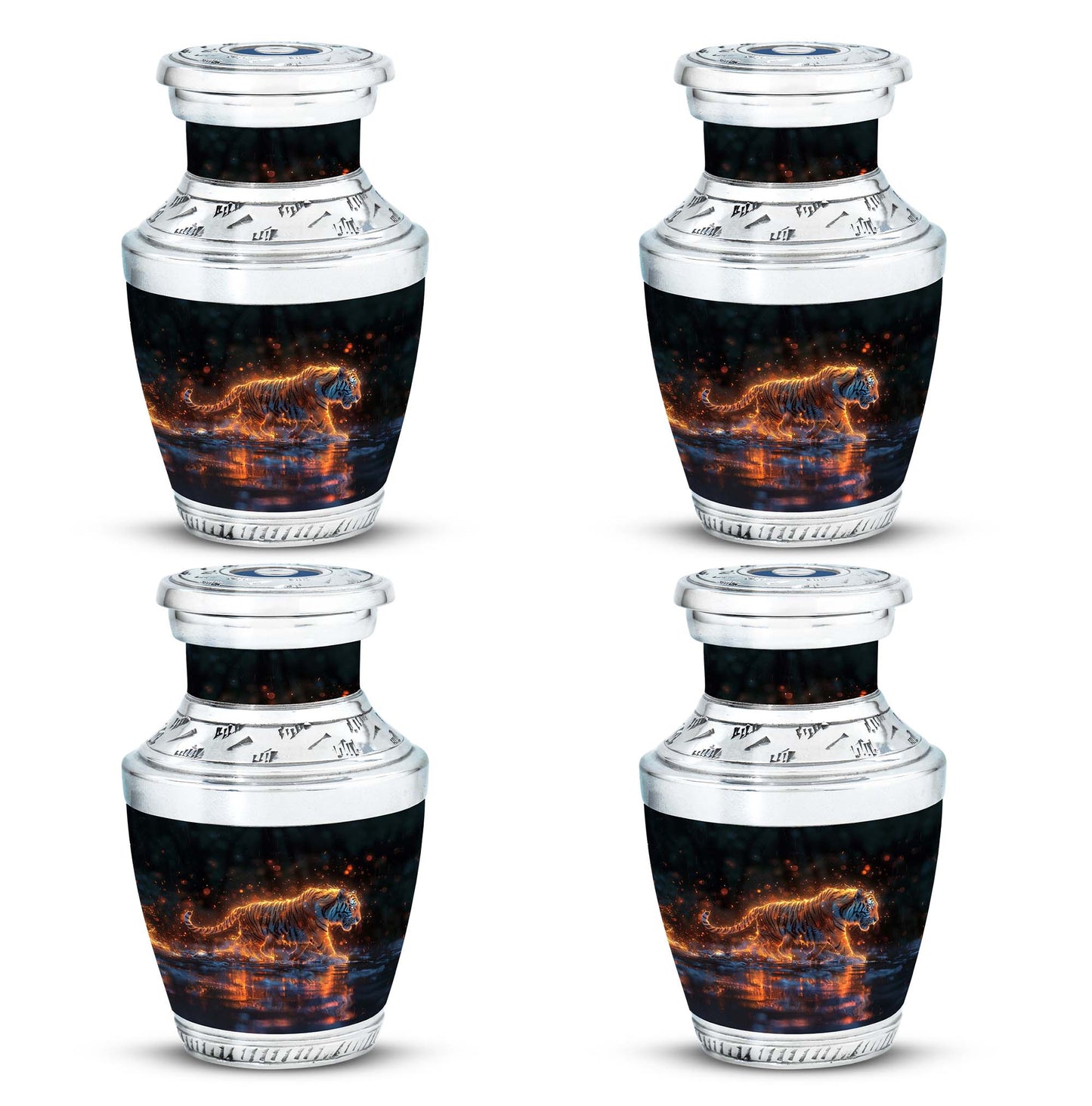 Black Personalized Tiger Cremation Urn for Human Ashes - 10-inch, 200 cu in - Yatskia