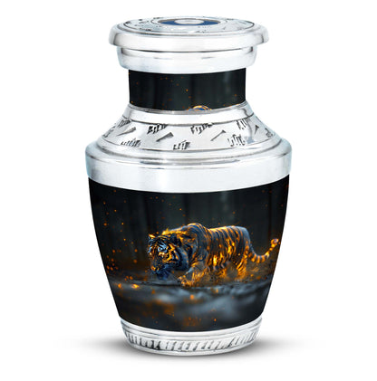 Black Personalized Tiger Cremation Urn for Human Ashes - 10-inch, 200 cu in - Yatskia