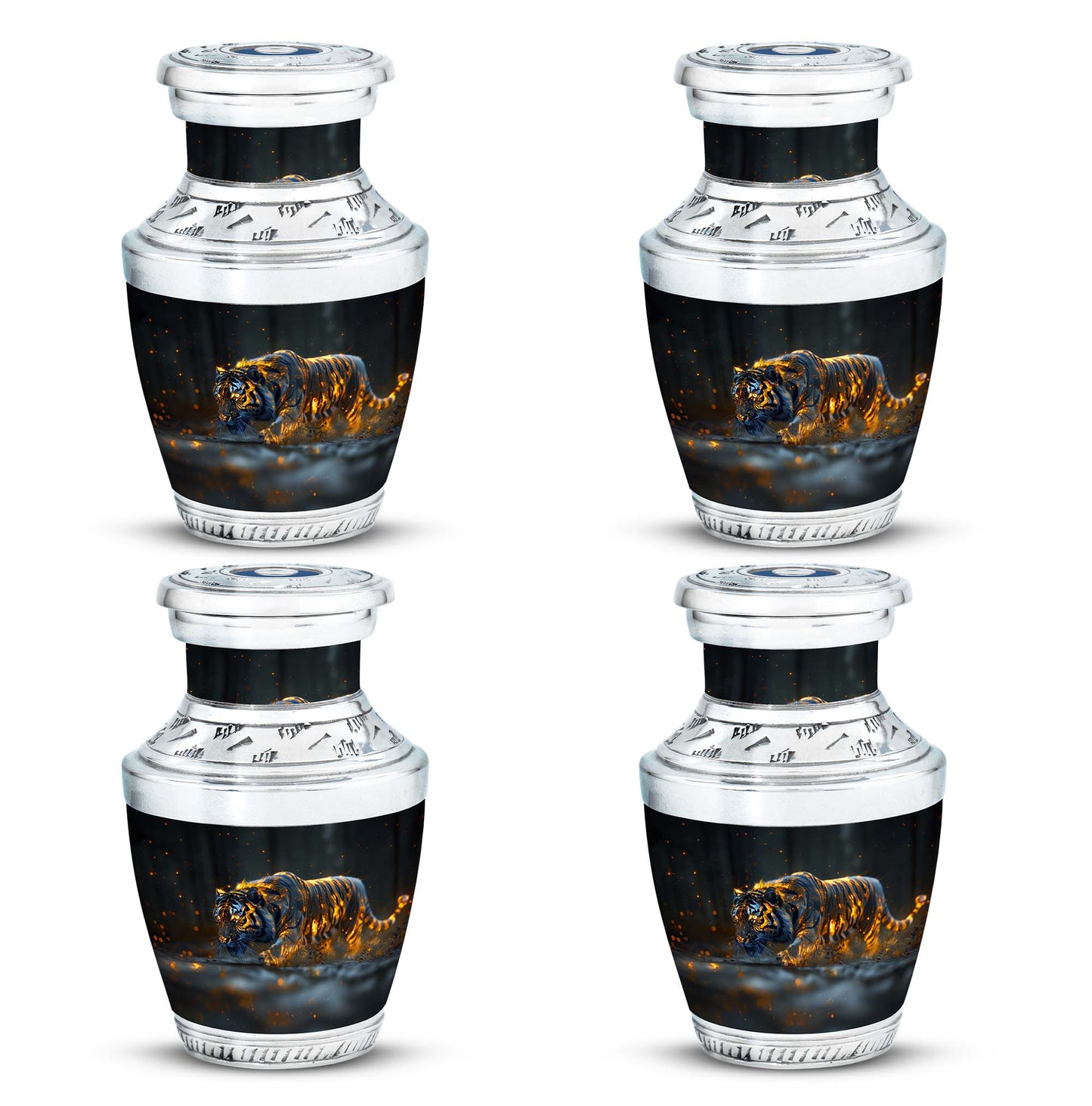 Black Personalized Tiger Cremation Urn for Human Ashes - 10-inch, 200 cu in - Yatskia