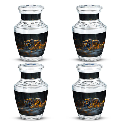 Black Personalized Tiger Cremation Urn for Human Ashes - 10-inch, 200 cu in - Yatskia