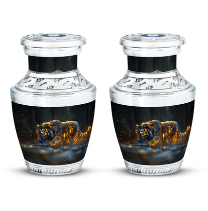 Black Personalized Tiger Cremation Urn for Human Ashes - 10-inch, 200 cu in - Yatskia