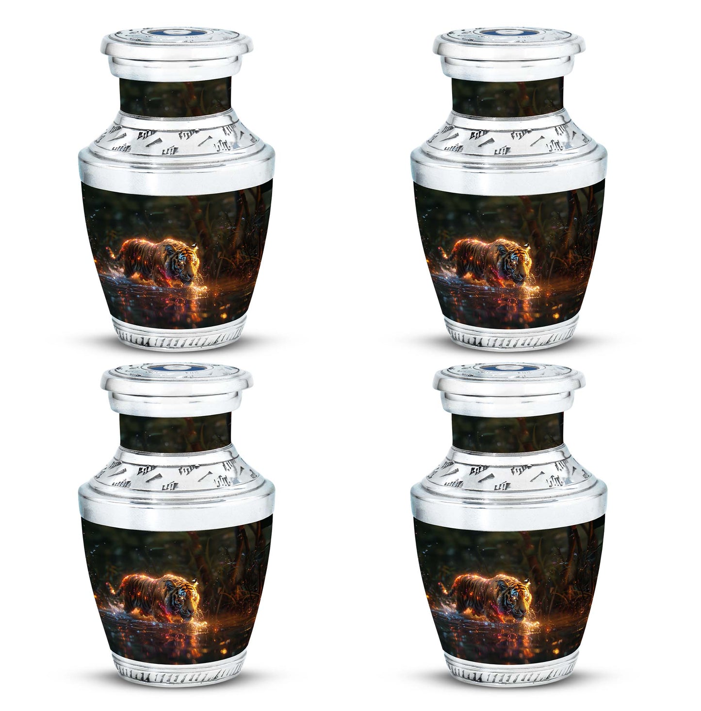 Black Personalized Tiger Cremation Urn for Human Ashes - 10-inch, 200 cu in - Yatskia