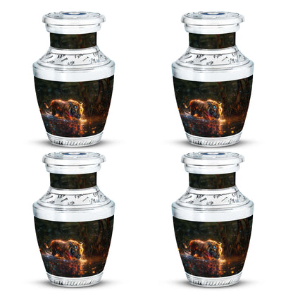 Black Personalized Tiger Cremation Urn for Human Ashes - 10-inch, 200 cu in - Yatskia