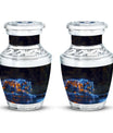 Blue Tiger Design Cremation Urn - Large Urns For Female & Male