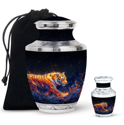 Personalized Tiger Cremation Urn for Mom - 10-inch, 200 cu in - Yatskia