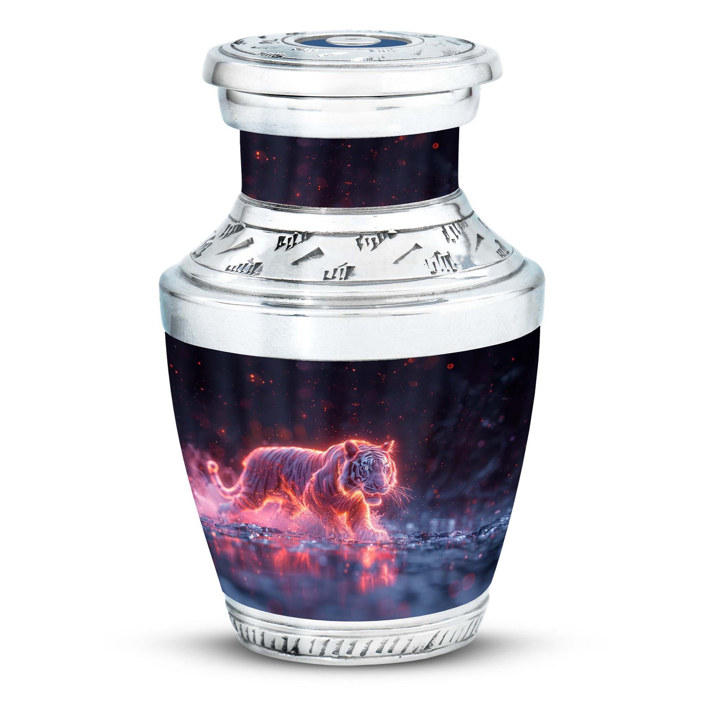 Black Personalized Tiger Cremation Urn for Human Ashes - 10-inch, 200 cu in - Yatskia