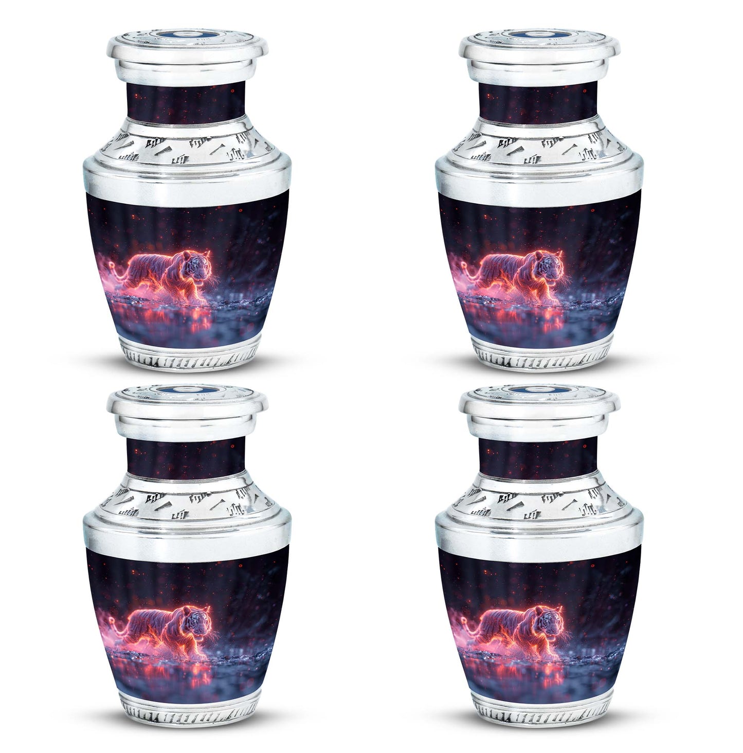 Black Personalized Tiger Cremation Urn for Human Ashes - 10-inch, 200 cu in - Yatskia
