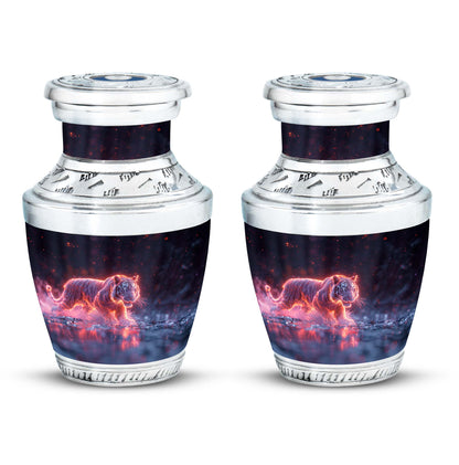 Black Personalized Tiger Cremation Urn for Human Ashes - 10-inch, 200 cu in - Yatskia