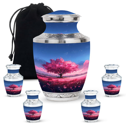 Pink Personalized Tree of Life Cremation Urn for Human Ashes - 10-inch, 200 cu in - Yatskia
