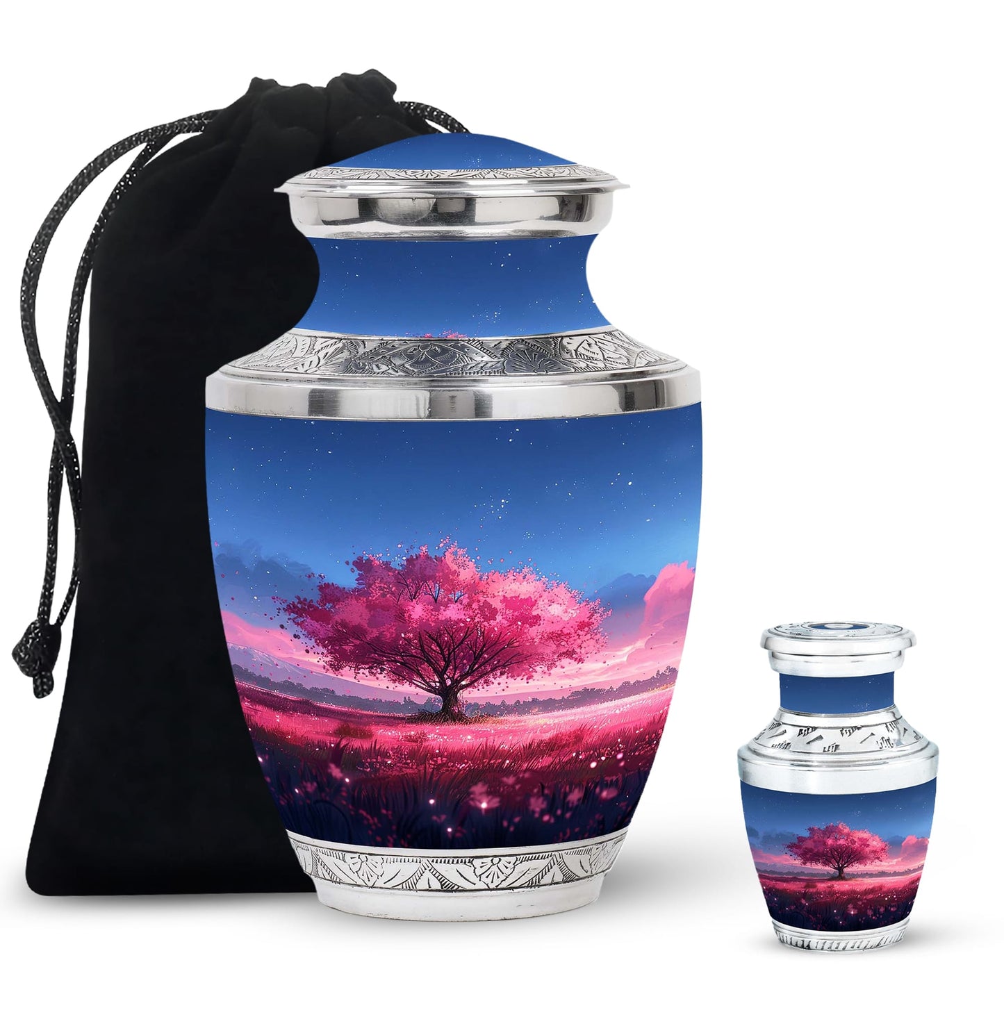 Pink Personalized Tree of Life Cremation Urn for Human Ashes - 10-inch, 200 cu in - Yatskia