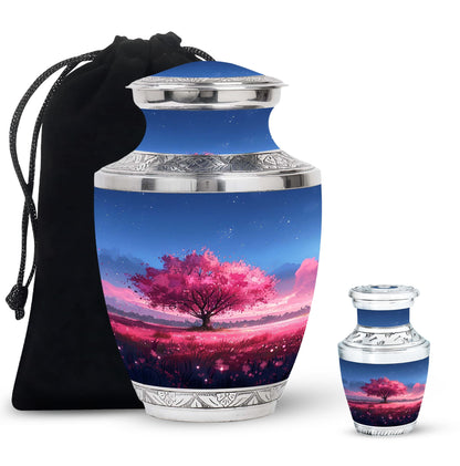 Pink Personalized Tree of Life Cremation Urn for Human Ashes - 10-inch, 200 cu in - Yatskia