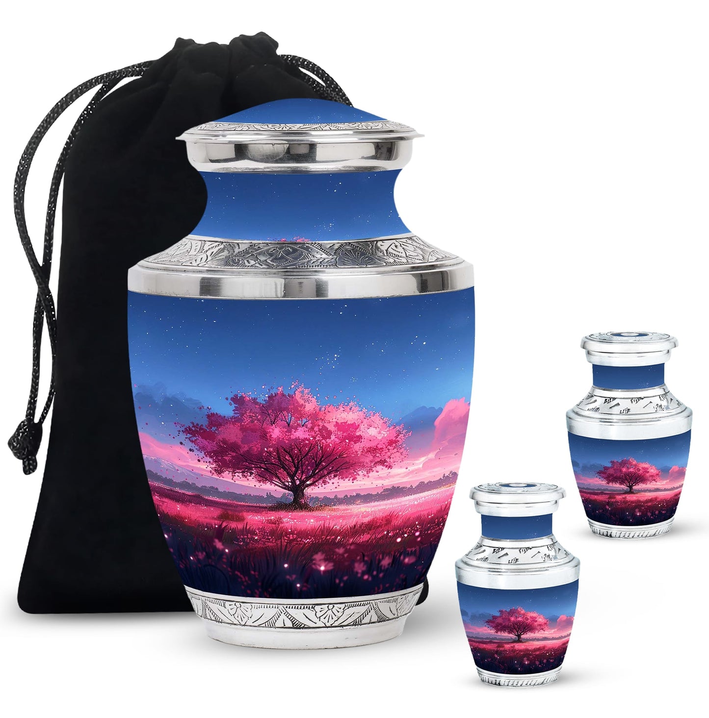 Pink Personalized Tree of Life Cremation Urn for Human Ashes - 10-inch, 200 cu in - Yatskia