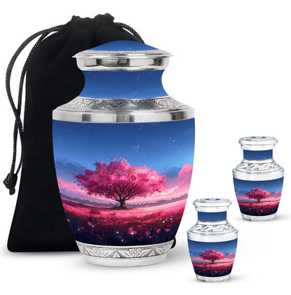 Pink Personalized Tree of Life Cremation Urn for Human Ashes - 10-inch, 200 cu in - Yatskia