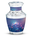 Beautiful Blue Flower Urn - Artistic Floral Design Cremation Urn for Ashes