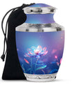 Beautiful Blue Flower Urn - Artistic Floral Design Cremation Urn for Ashes