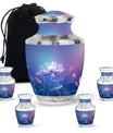Beautiful Blue Flower Urn - Artistic Floral Design Cremation Urn for Ashes