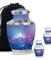 Beautiful Blue Flower Urn - Artistic Floral Design Cremation Urn for Ashes