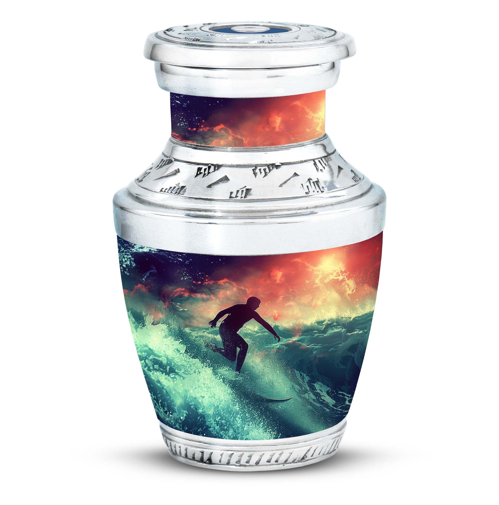 Surfing Man In Ocean - Decorative Unique Urn For Ashes Adult Male