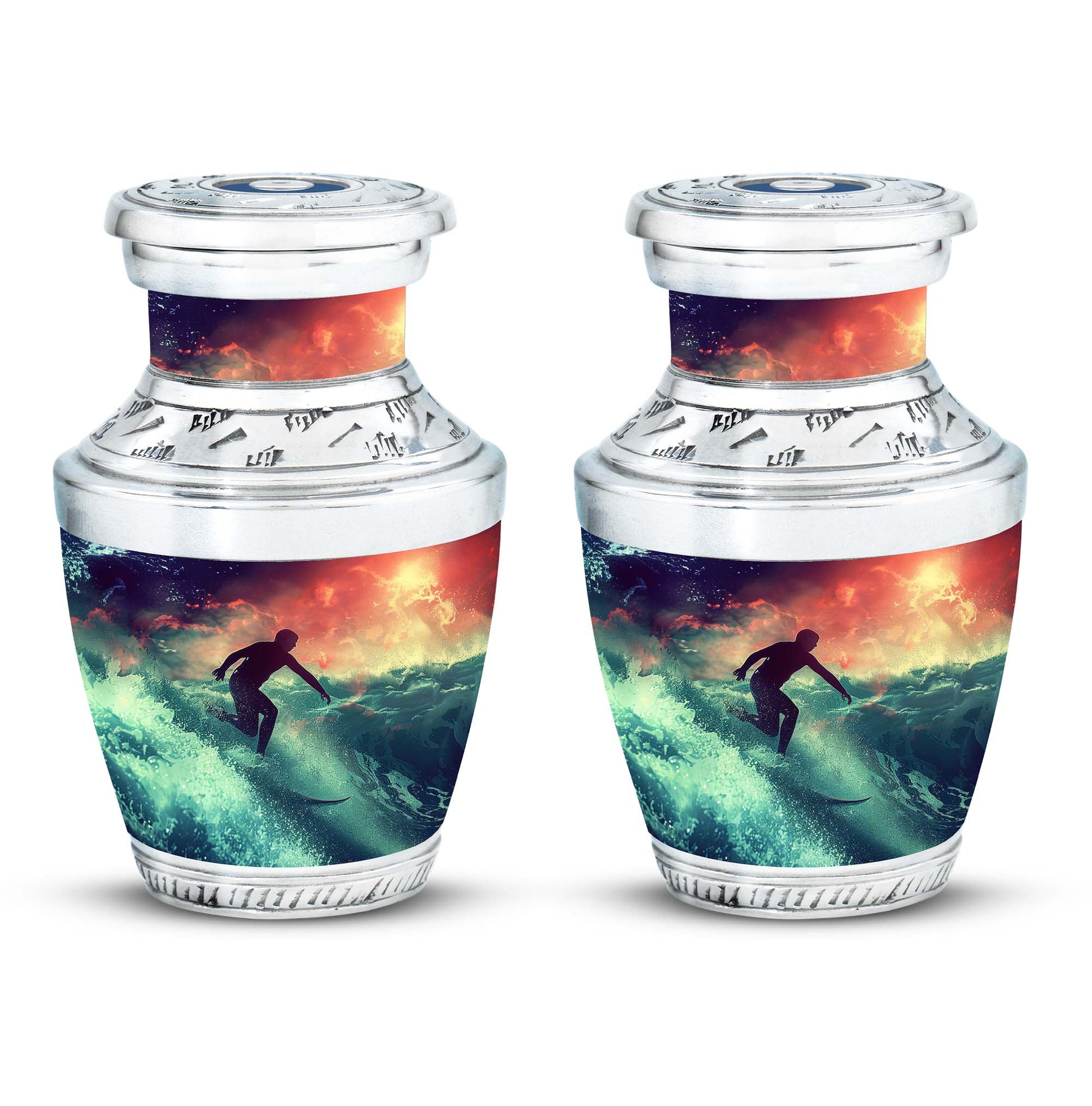Surfing Man In Ocean - Decorative Unique Urn For Ashes Adult Male