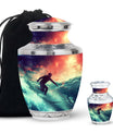 Surfing Man In Ocean - Decorative Unique Urn For Ashes Adult Male