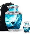 Midnight Surf Odyssey - Large Urn Memorial, Funeral Cremation Urn
