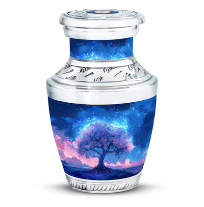 Blue Personalized Tree of Life Cremation Urn for Human Ashes - 10-inch, 200 cu in - Yatskia