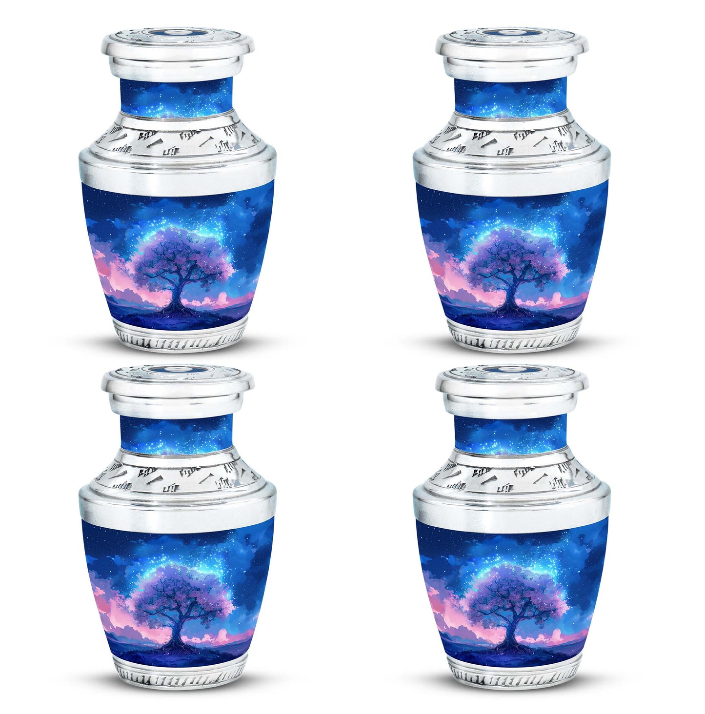 Blue Personalized Tree of Life Cremation Urn for Human Ashes - 10-inch, 200 cu in - Yatskia