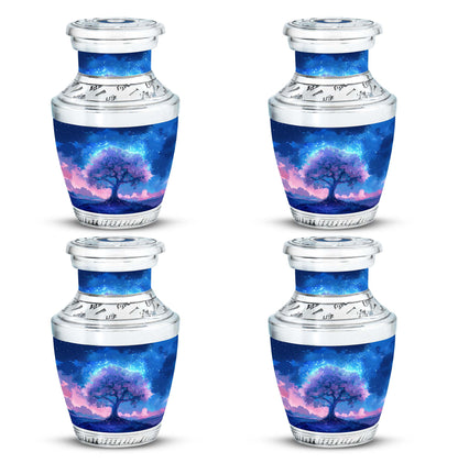 Blue Personalized Tree of Life Cremation Urn for Human Ashes - 10-inch, 200 cu in - Yatskia
