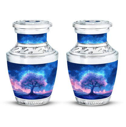Blue Personalized Tree of Life Cremation Urn for Human Ashes - 10-inch, 200 cu in - Yatskia
