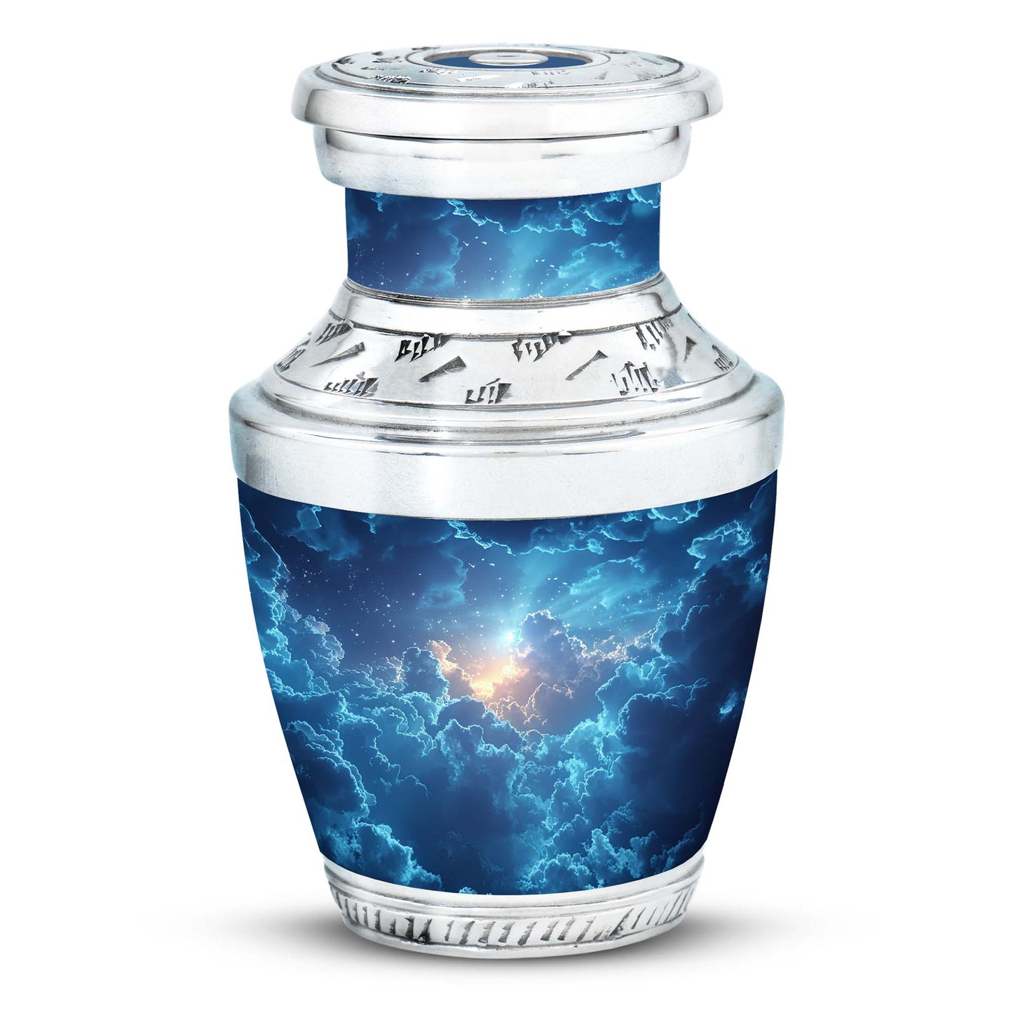 Blue Personalized Blue Cremation Urn for Human Ashes - 10-inch, 200 cu in - Yatskia