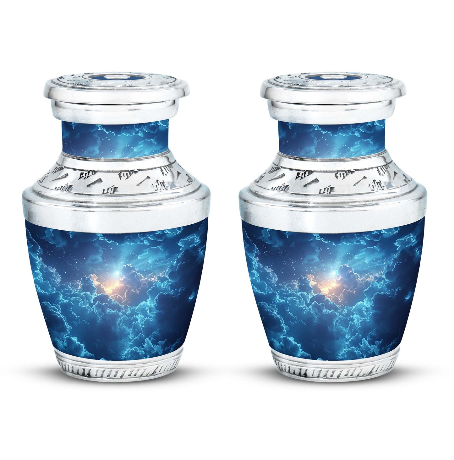 Blue Personalized Blue Cremation Urn for Human Ashes - 10-inch, 200 cu in - Yatskia