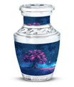 Night Pink Tree Cremation Urn - Beautiful Night Sky Burial Urn For Women