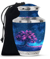 Night Pink Tree Cremation Urn - Beautiful Night Sky Burial Urn For Women