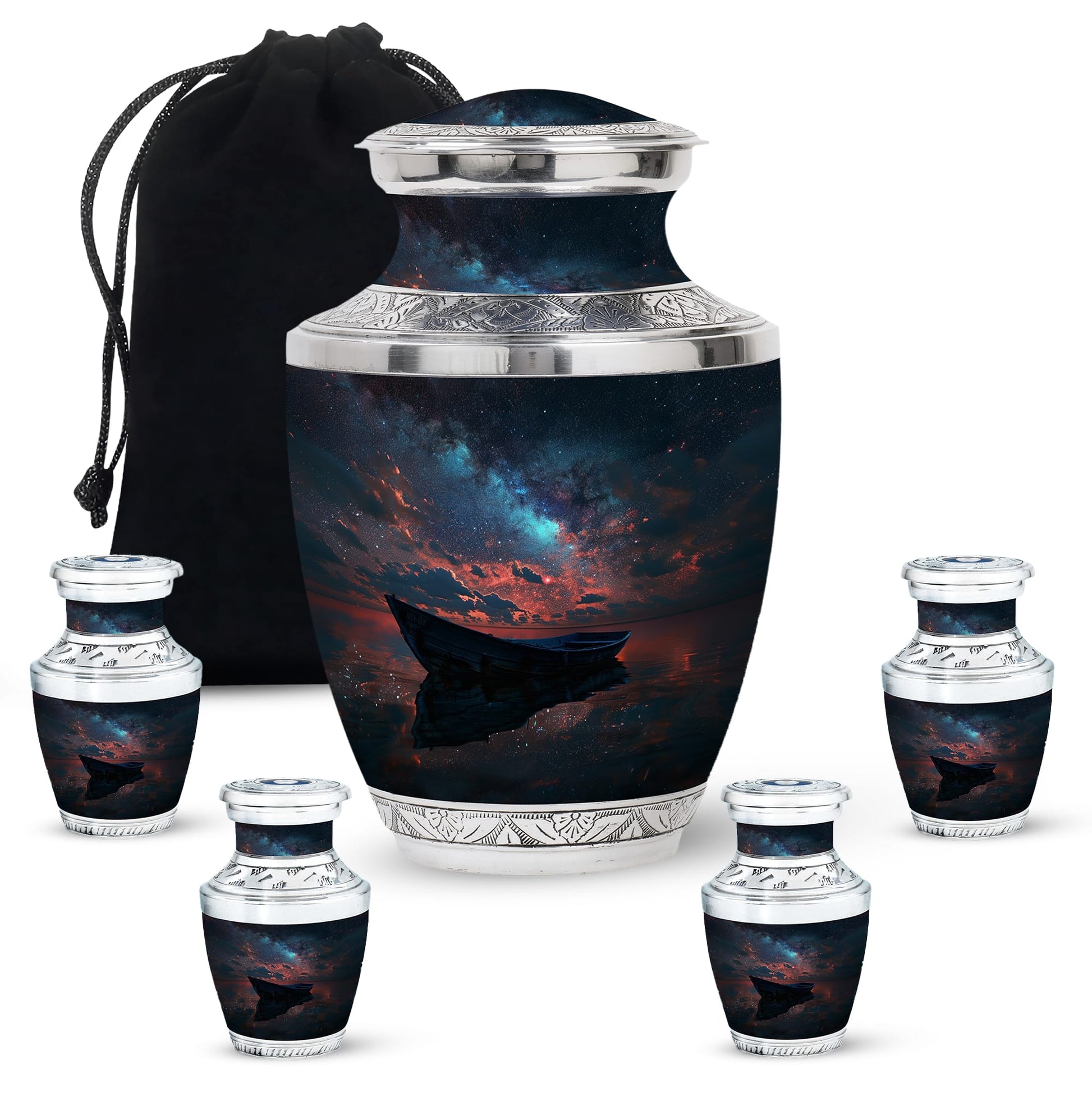 Boat Night Sky Urn – Celestial Vessel Design for Memorial Keepsakes