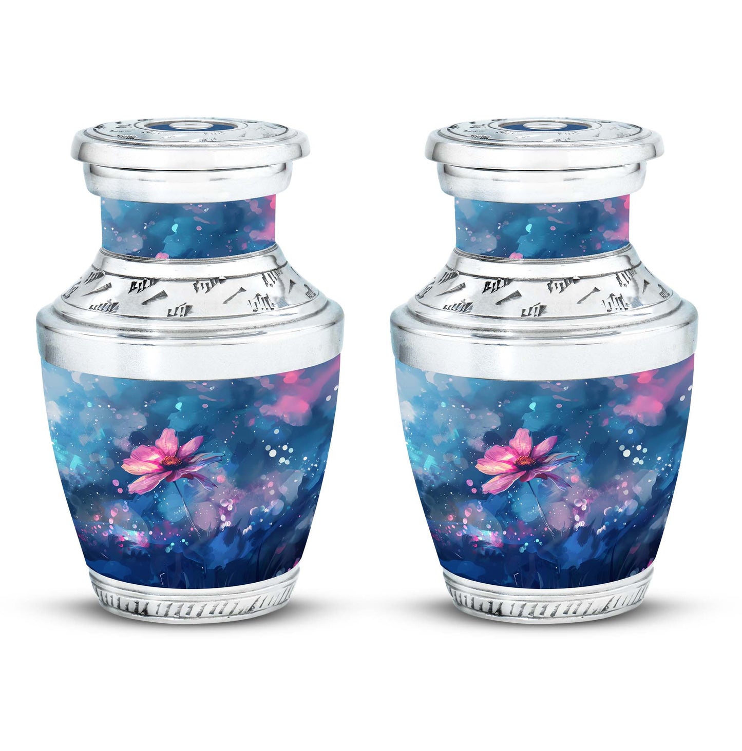 Pink Personalized Flower Cremation Urn for Women - 10-inch, 200 cu in - Yatskia