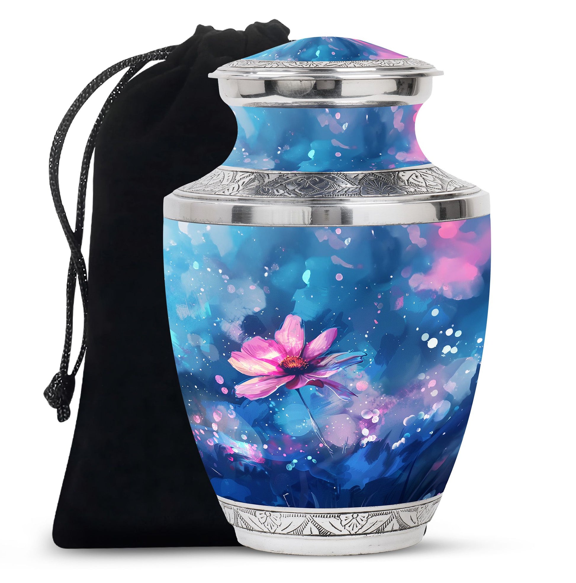 Beautiful Pink Flower Cremation Urn for Ashes - Decorative Unique Urn For Women
