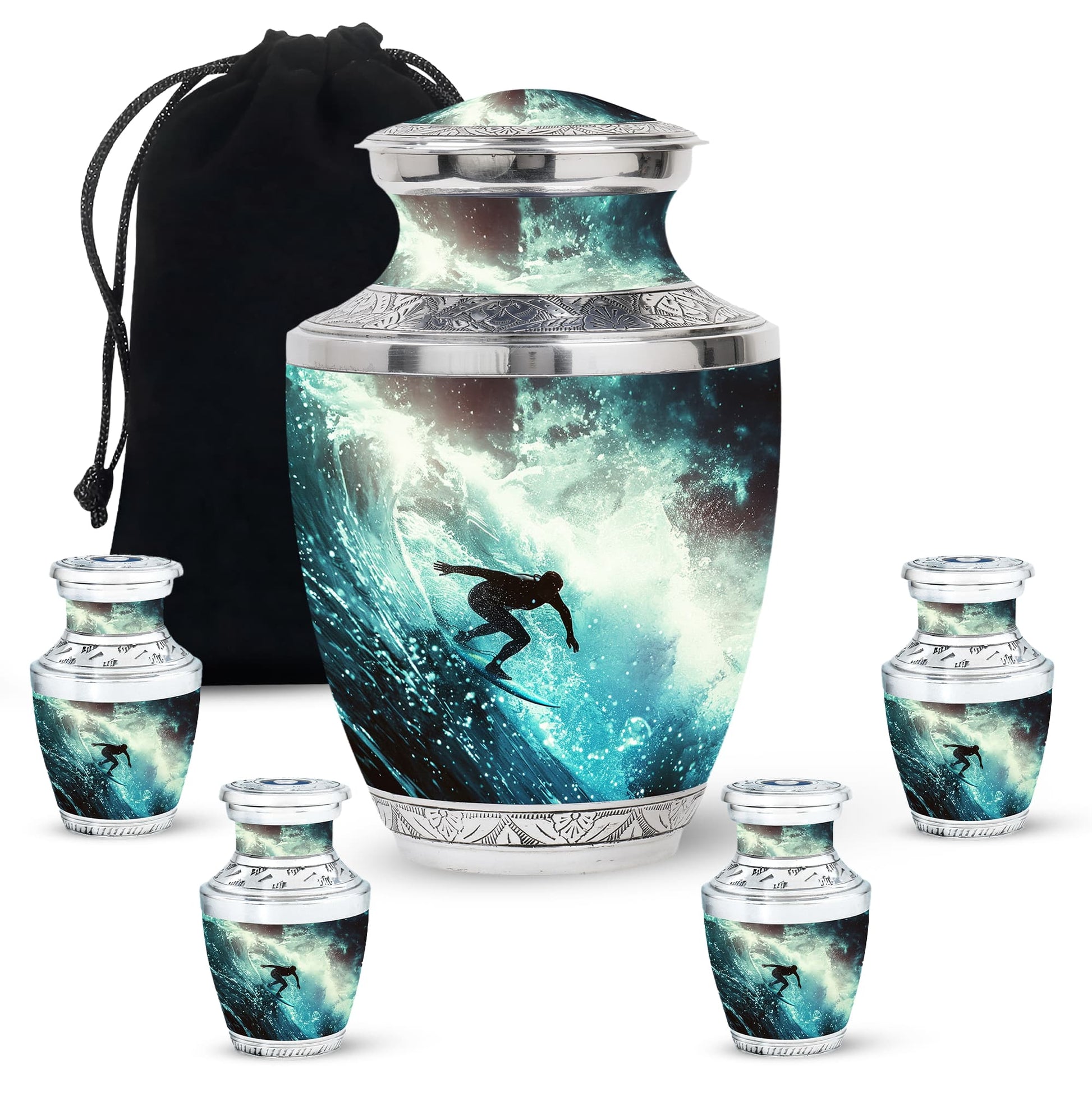 Surfer-Ocean Themed Cremation Urn - Urns For Ashes Large
