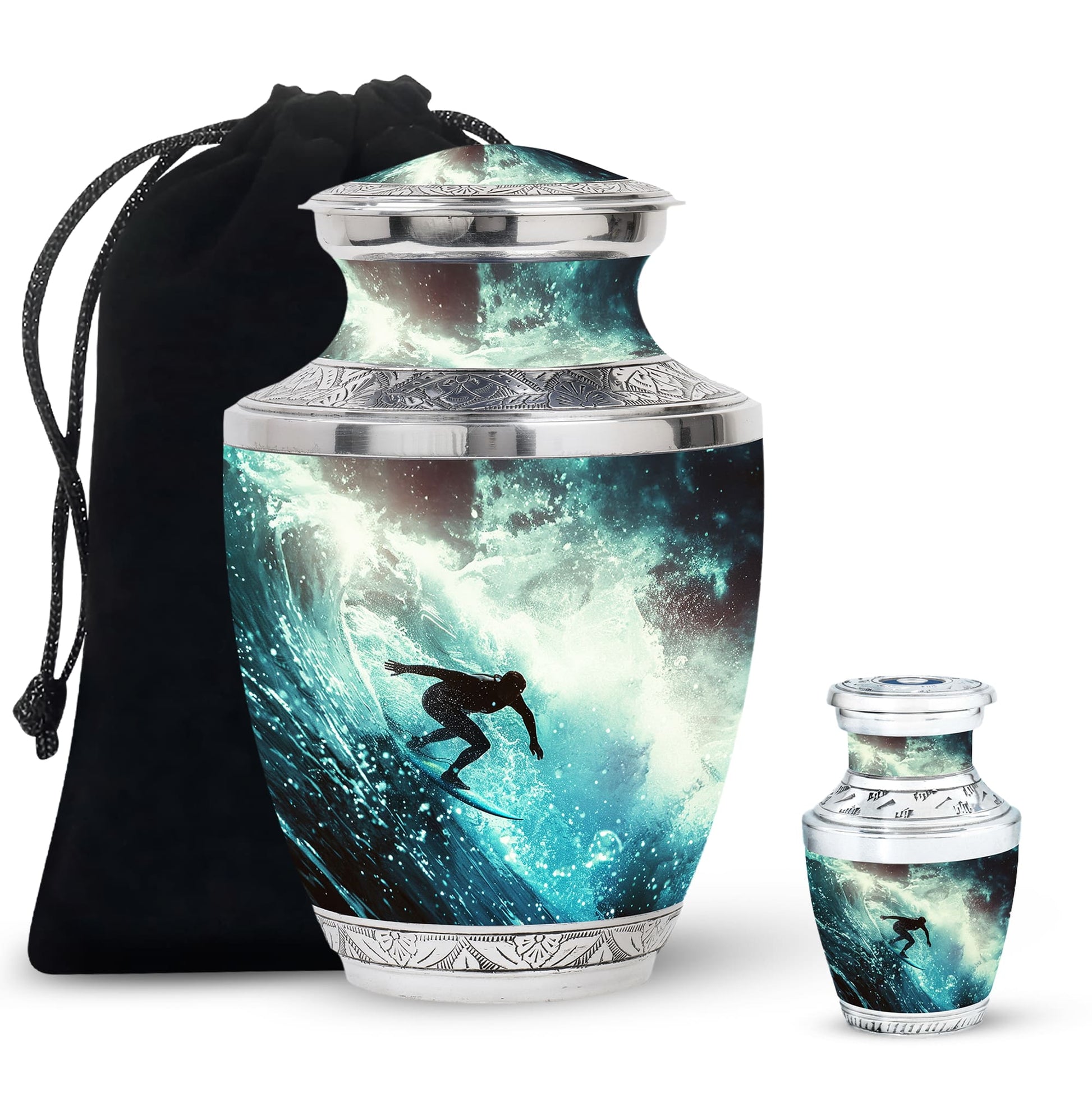 Surfer-Ocean Themed Cremation Urn - Urns For Ashes Large