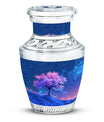 Blue Floral Tree Cremation Urn - Large Urns For Human Ashes