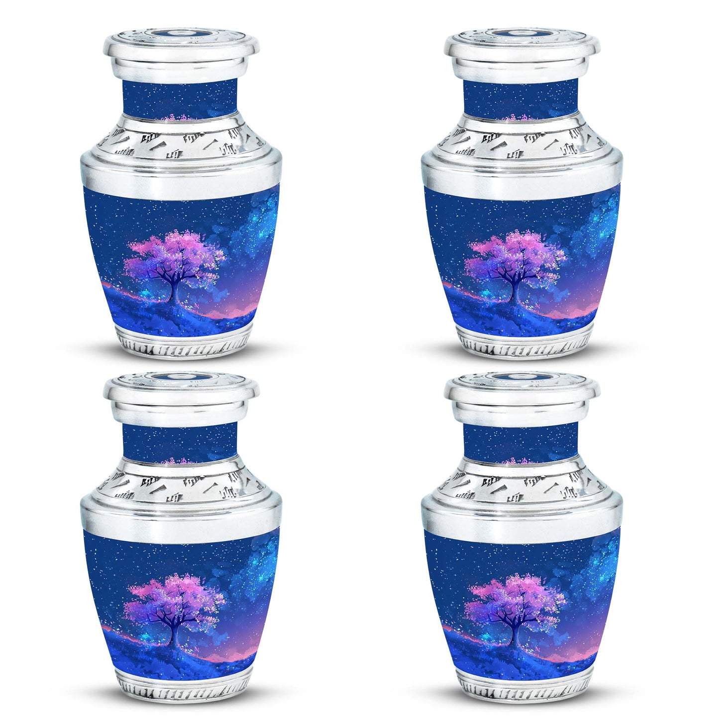 Blue Personalized Flower Cremation Urn for Human Ashes - 10-inch, 200 cu in - Yatskia