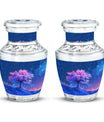 Blue Floral Tree Cremation Urn - Large Urns For Human Ashes