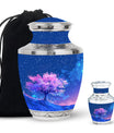 Blue Floral Tree Cremation Urn - Large Urns For Human Ashes