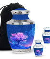 Blue Floral Tree Cremation Urn - Large Urns For Human Ashes