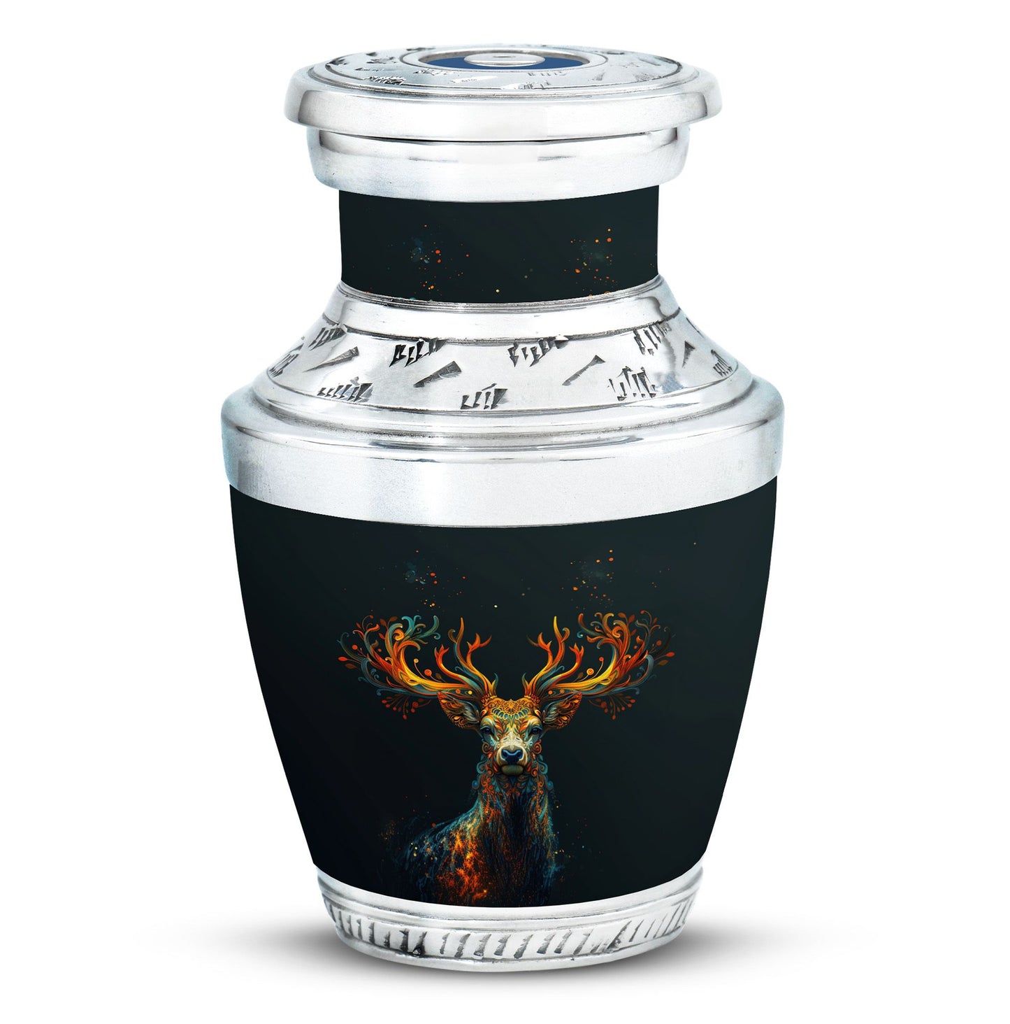 Black Personalized Deer Keepsake Urn for Human Ashes - 10-inch, 200 cu in - Yatskia